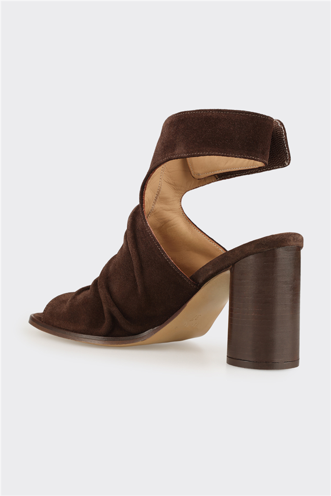 Kahve Deri Kadın Sandalet