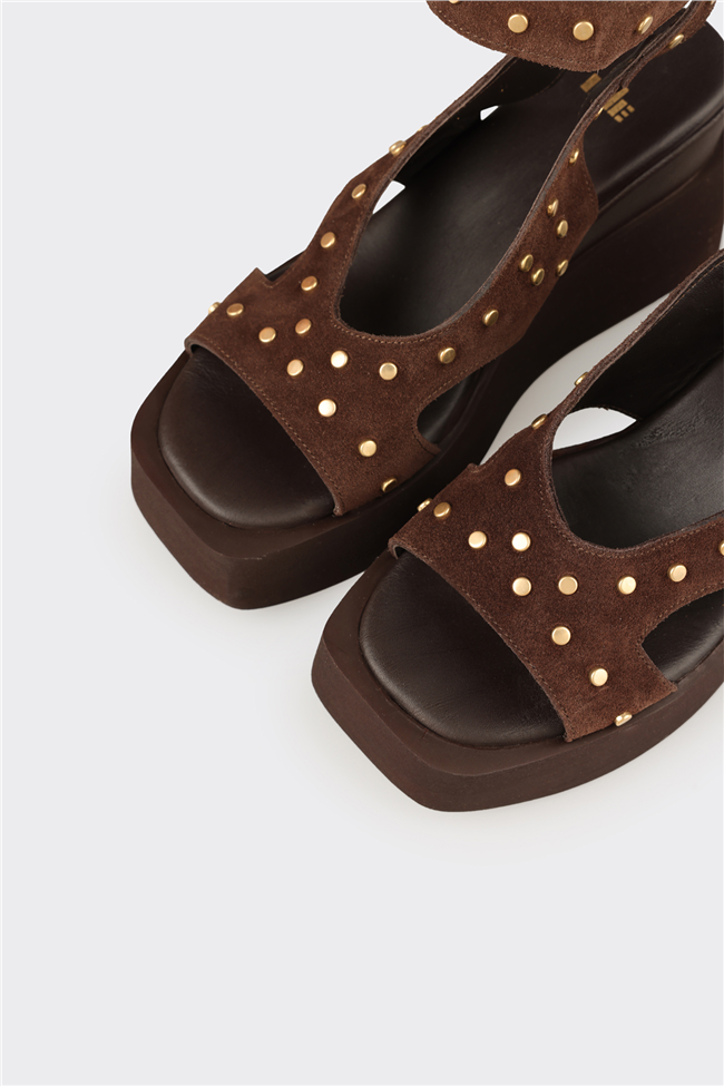 Kahve Deri Kadın Sandalet