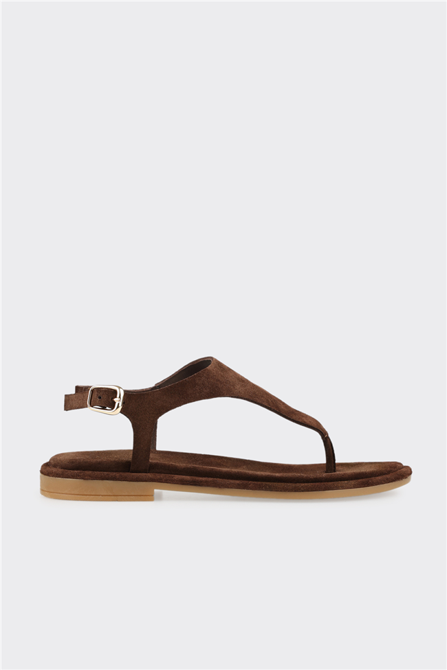 Kahve Deri Kadın Sandalet