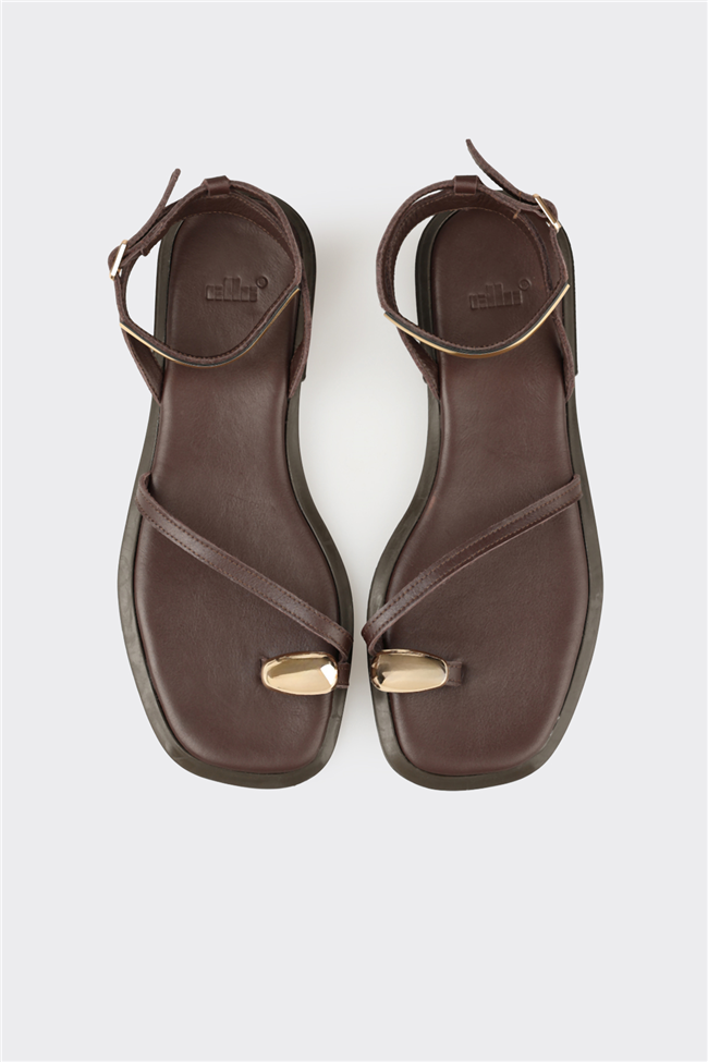 Kahve Deri Kadın Sandalet