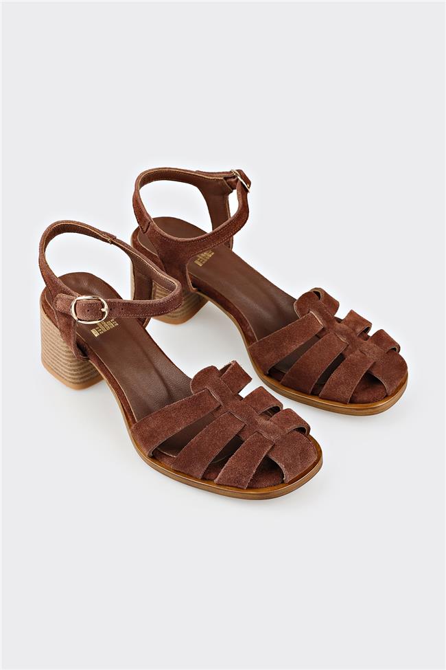 Kahve Deri Kadın Sandalet