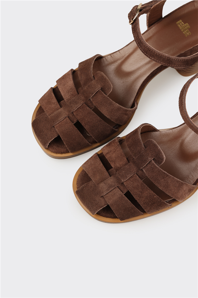 Kahve Deri Kadın Sandalet