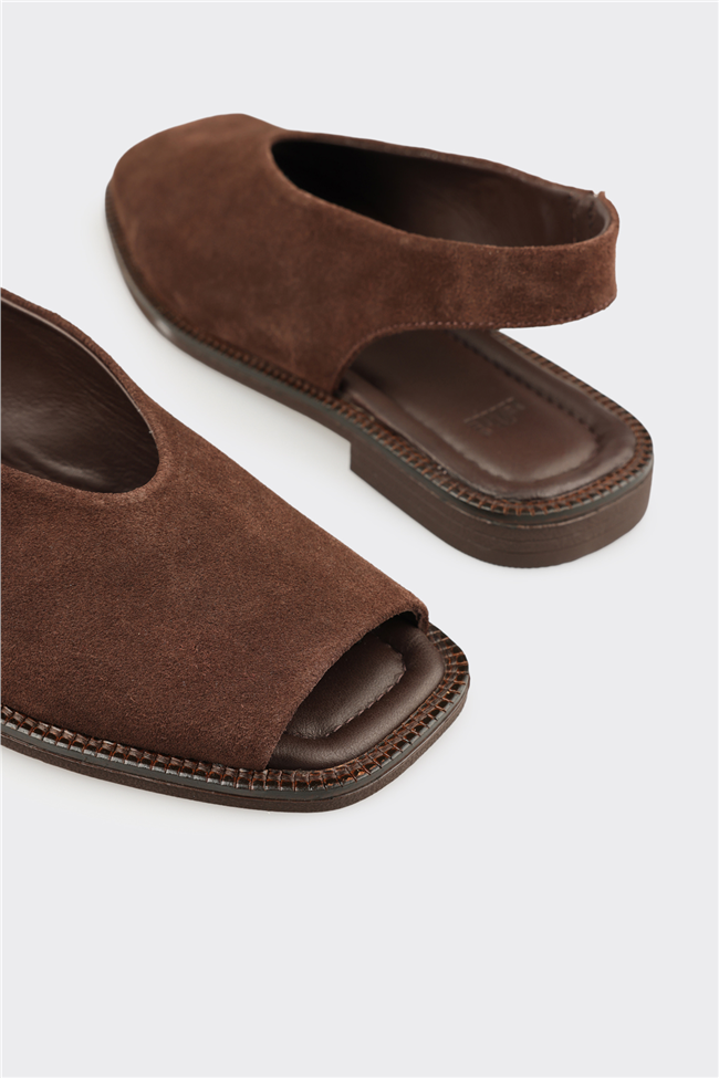 Kahve Deri Kadın Sandalet