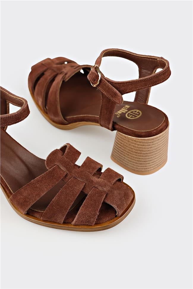 Kahve Deri Kadın Sandalet
