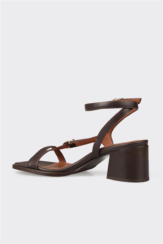 Kahve Deri Kadın Sandalet