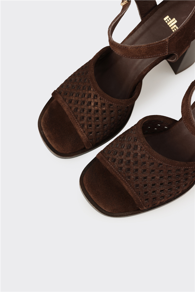 Kahve Deri Kadın Sandalet