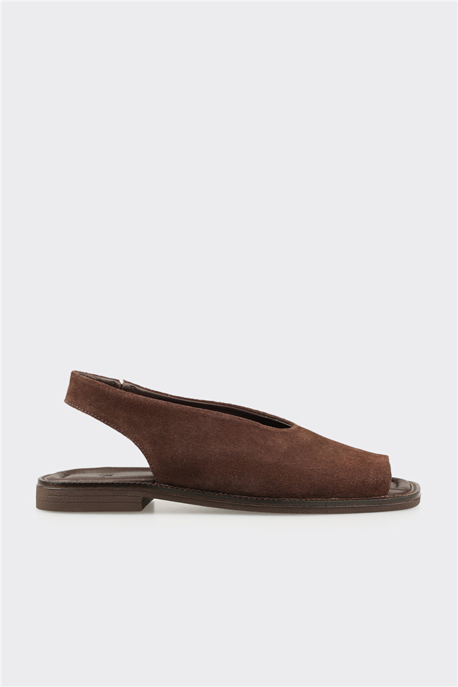 Kahve Deri Kadın Sandalet