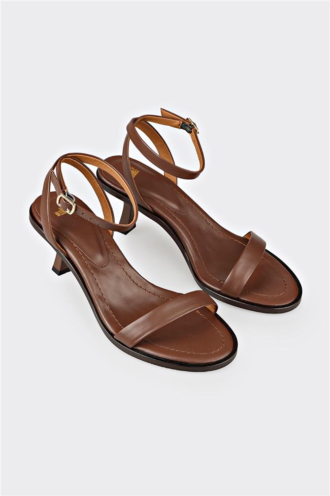 Kahve Deri Kadın Sandalet