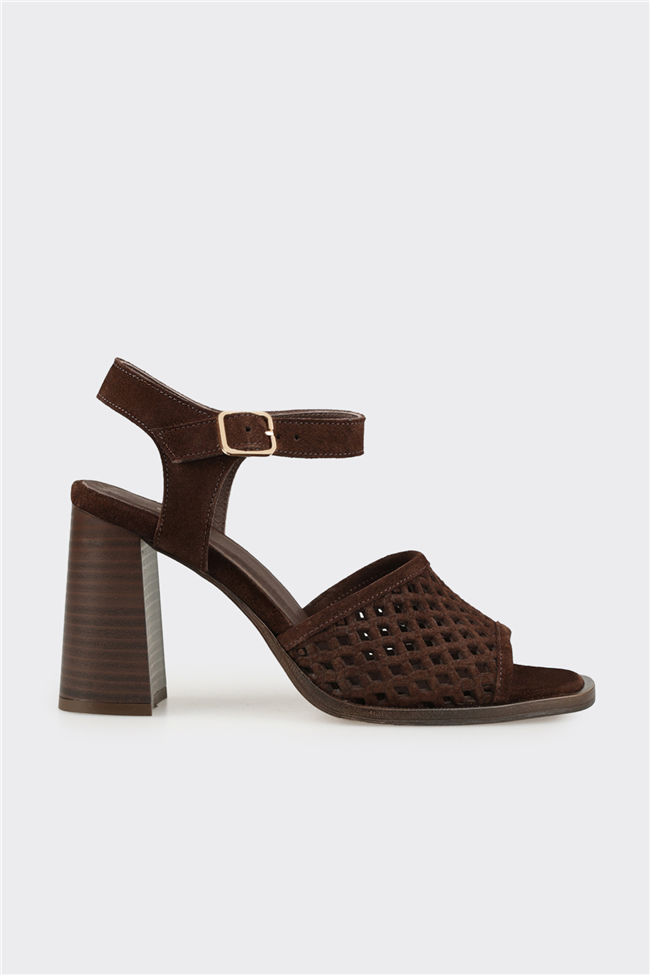 Kahve Deri Kadın Sandalet