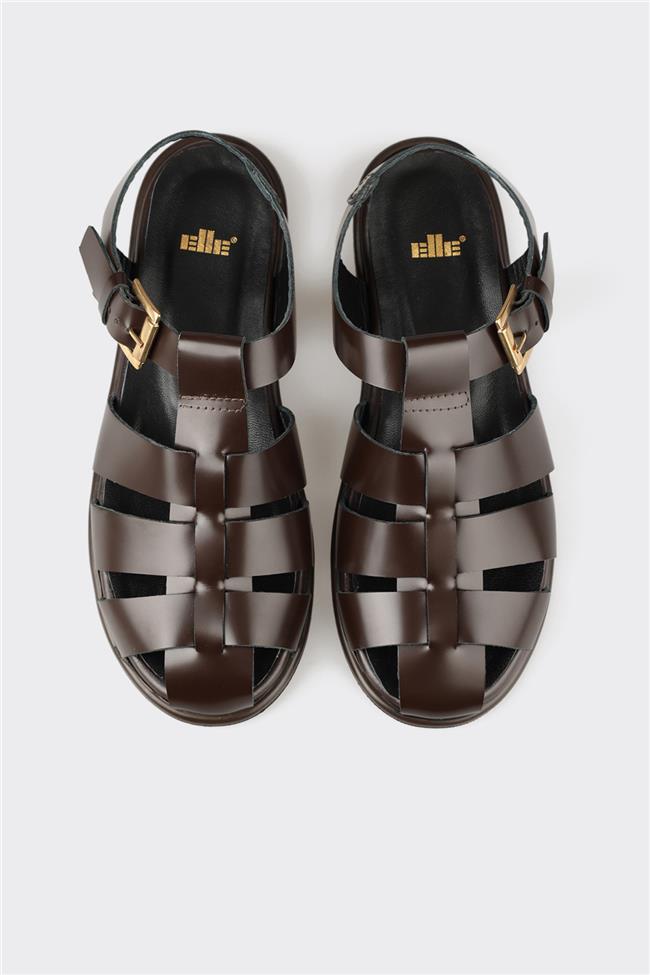 Kahve Deri Kadın Sandalet