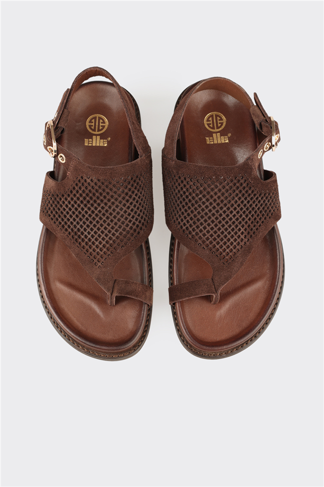 Kahve Deri Kadın Sandalet