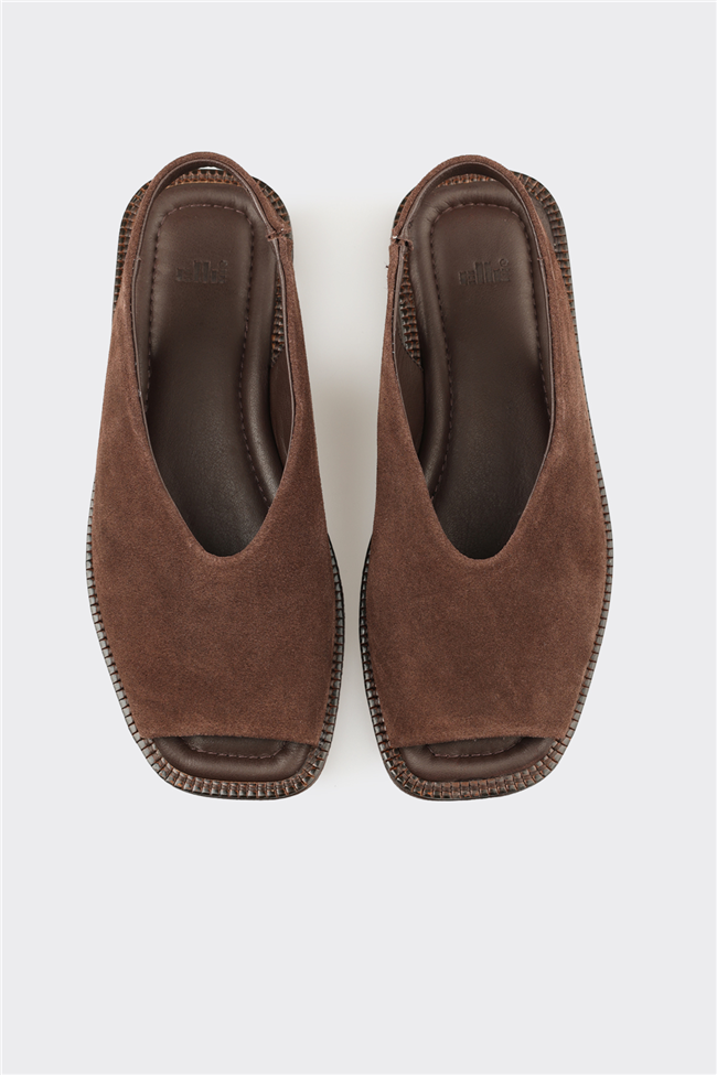 Kahve Deri Kadın Sandalet