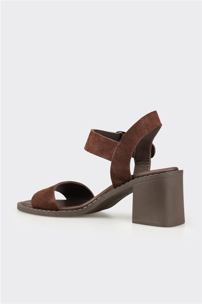 Kahve Deri Kadın Sandalet