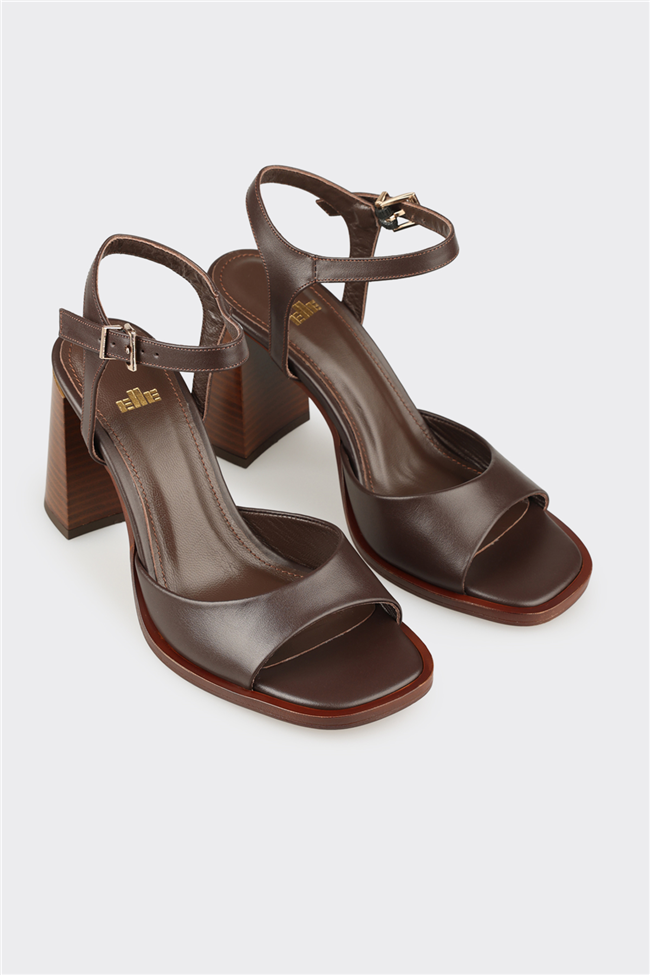 Kahve Deri Kadın Sandalet