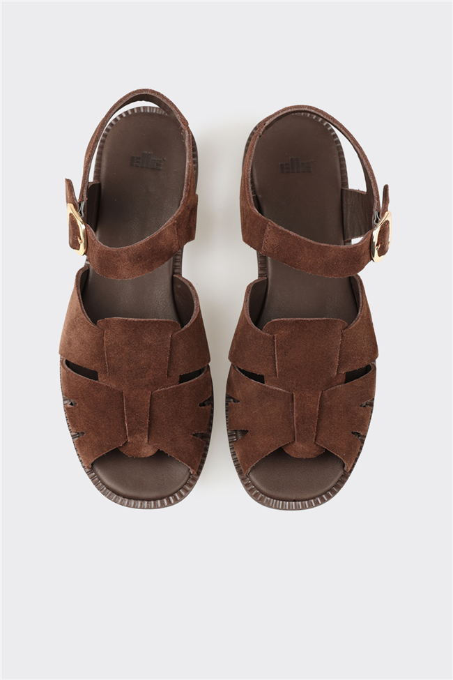 Kahve Deri Kadın Sandalet
