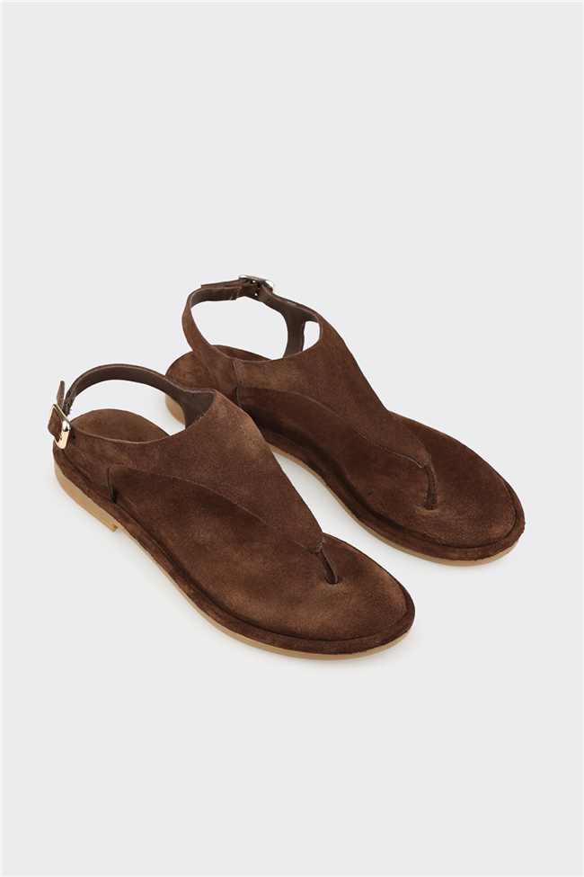 Kahve Deri Kadın Sandalet