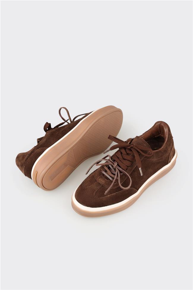 Kahve Deri Kadın Spor Ayakkabı