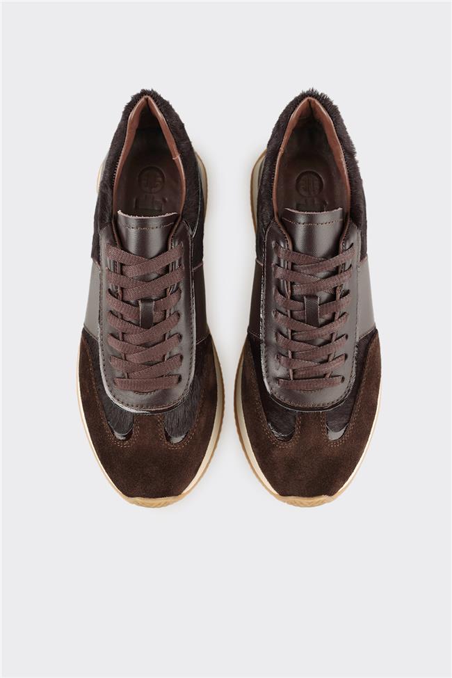 Kahve Deri Kadın Spor Ayakkabı