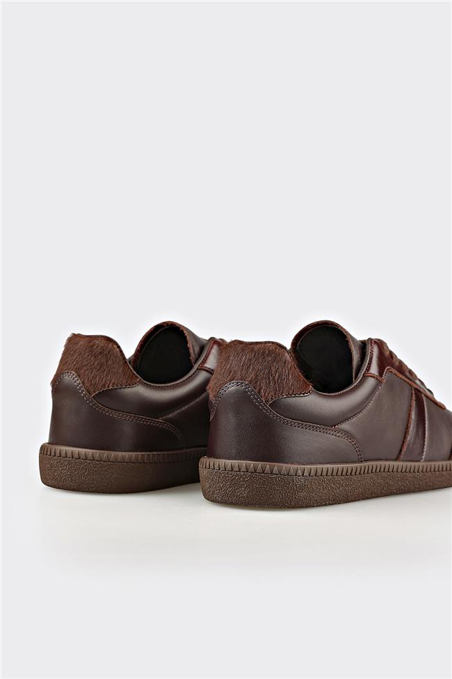 Kahve Deri Kadın Spor Ayakkabı