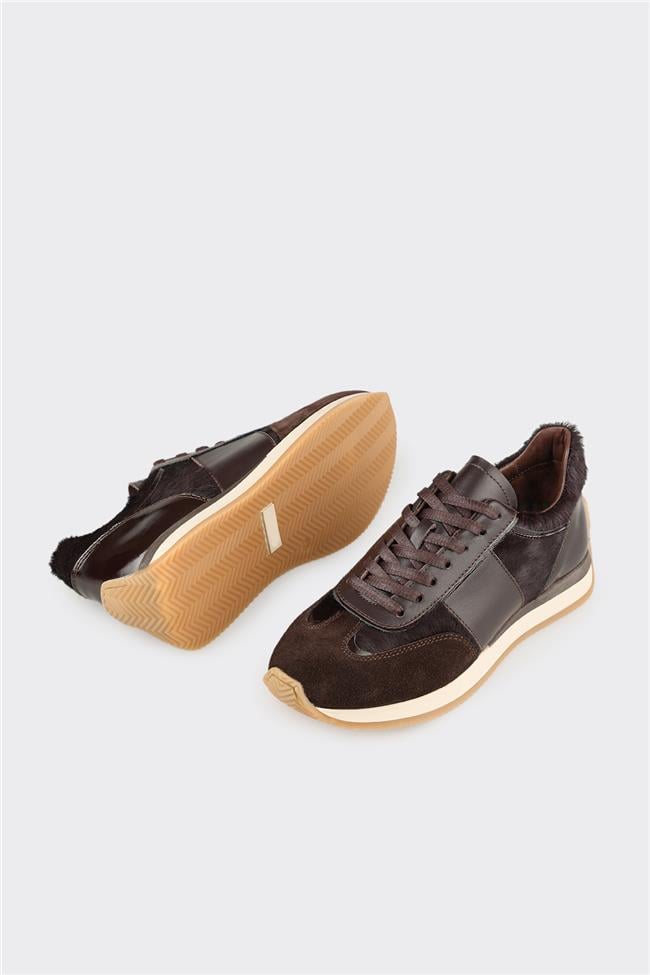 Kahve Deri Kadın Spor Ayakkabı