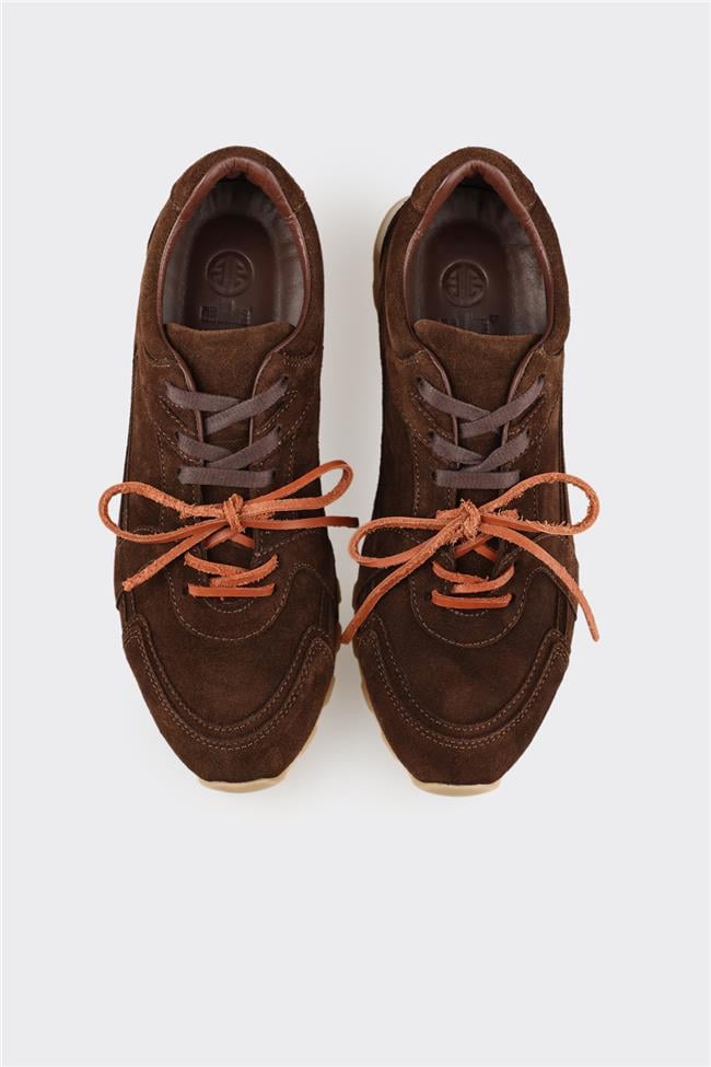 Kahve Deri Kadın Spor Ayakkabı