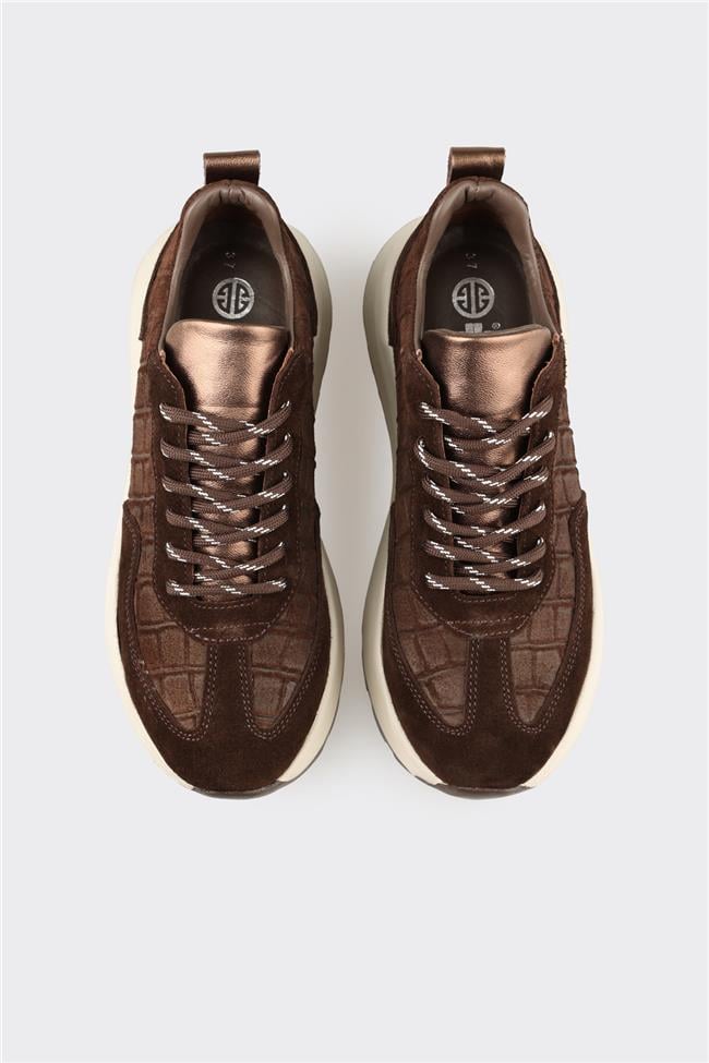 Kahve Deri Kadın Spor Ayakkabı