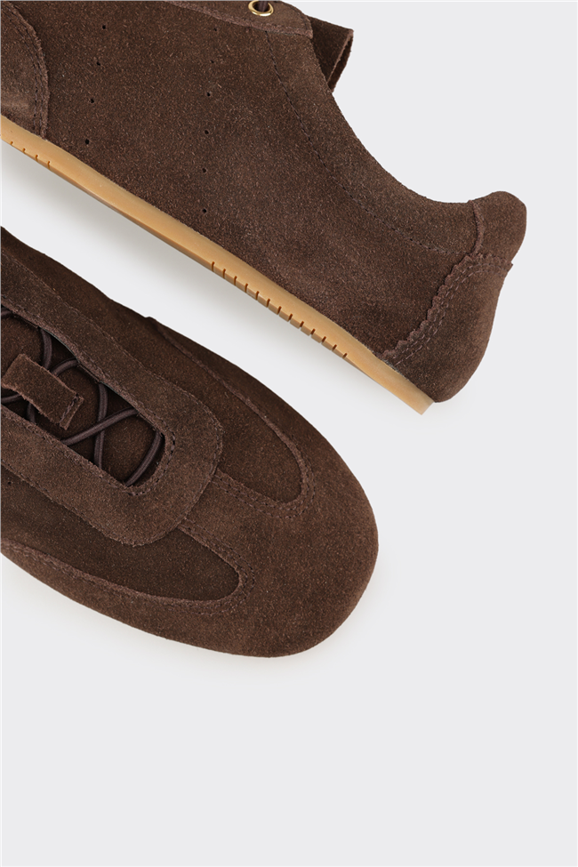 Kahve Deri Kadın Spor Ayakkabı