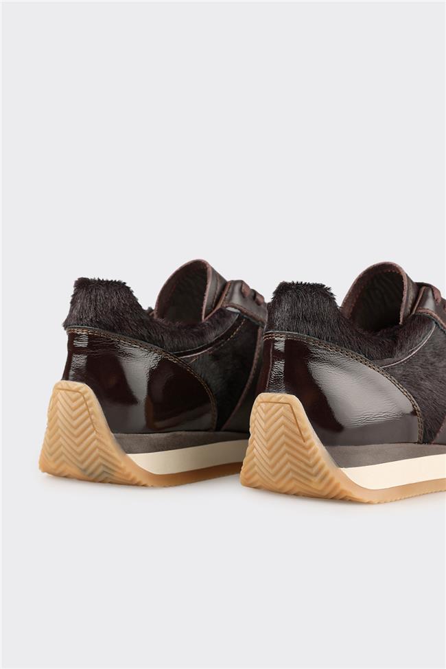 Kahve Deri Kadın Spor Ayakkabı