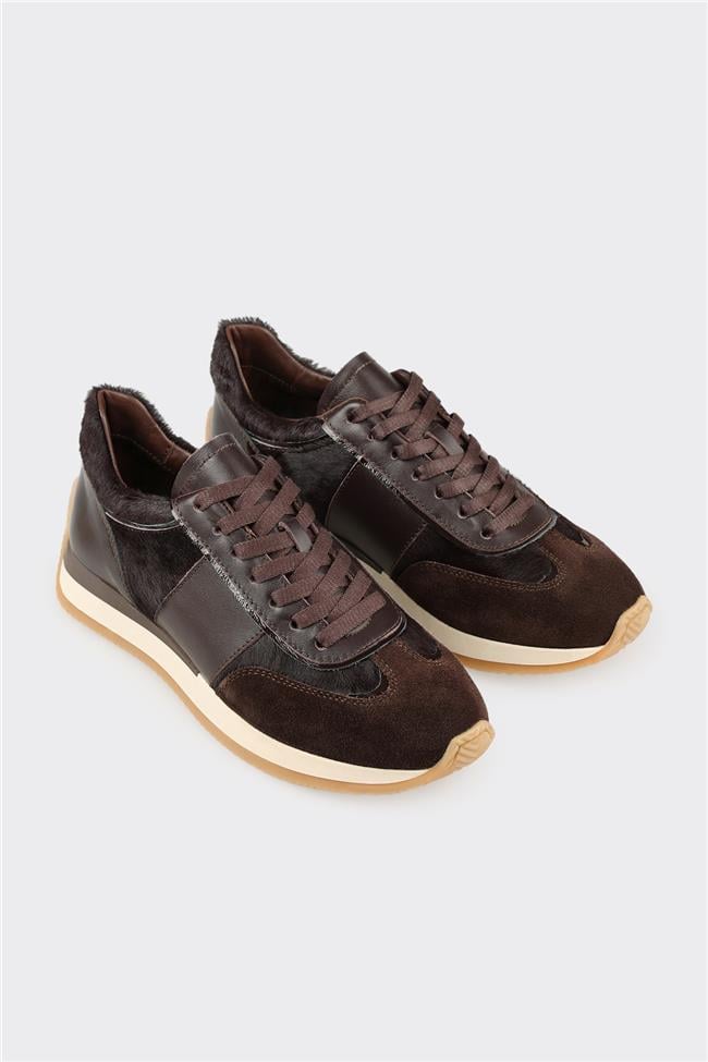 Kahve Deri Kadın Spor Ayakkabı