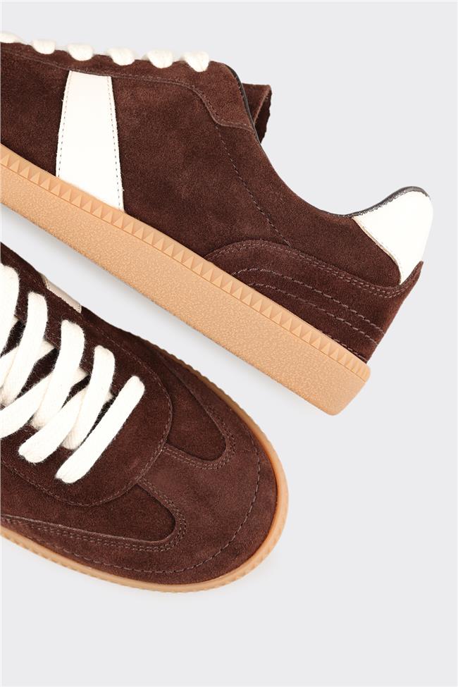 Kahve Deri Kadın Spor Ayakkabı