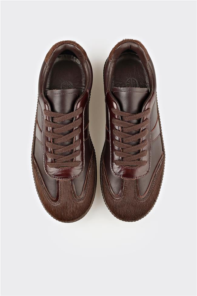 Kahve Deri Kadın Spor Ayakkabı