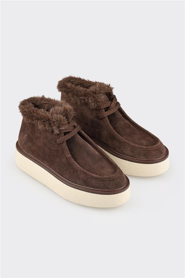 Kahve Deri Kadın Spor Bot