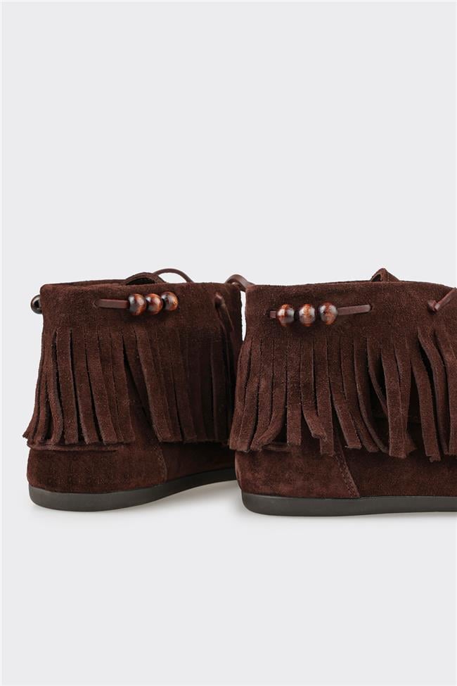 Kahve Deri Kadın Spor Bot