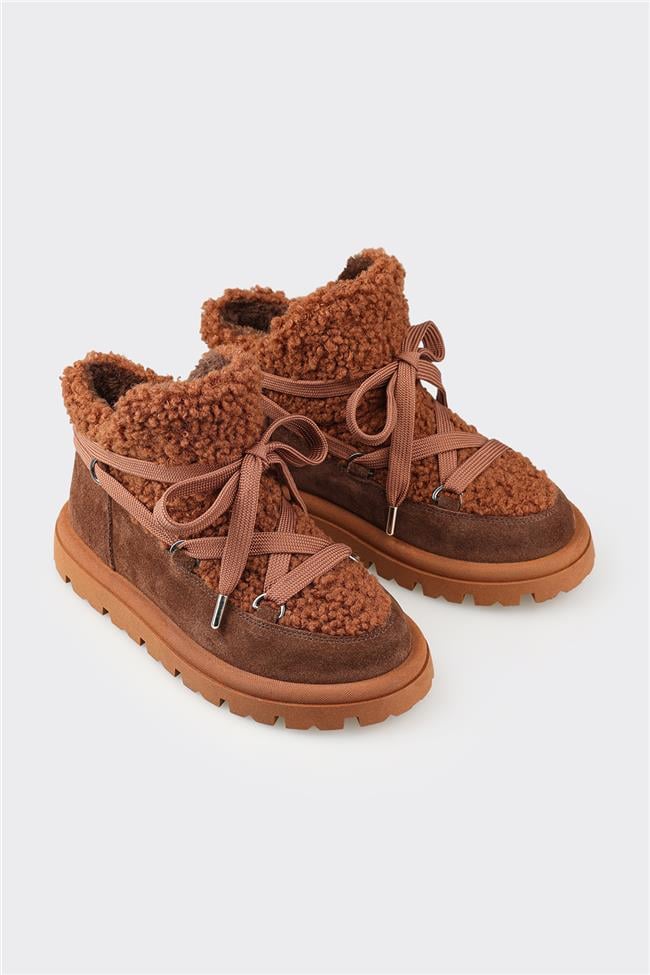 Kahve Deri Kadın Spor Bot