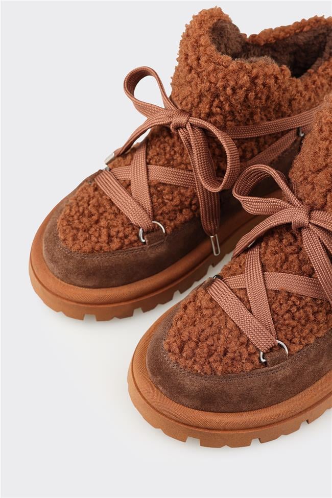 Kahve Deri Kadın Spor Bot