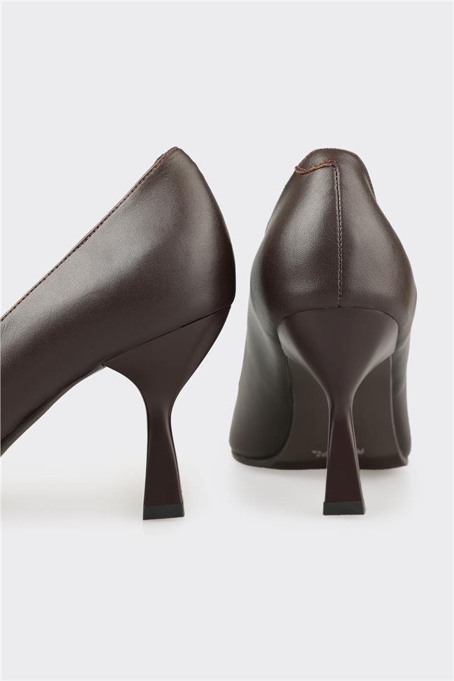 Kahve Deri Kadın Stiletto
