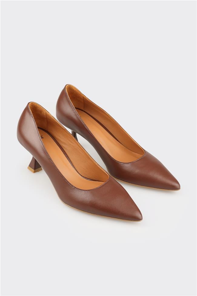 Kahve Deri Kadın Stiletto