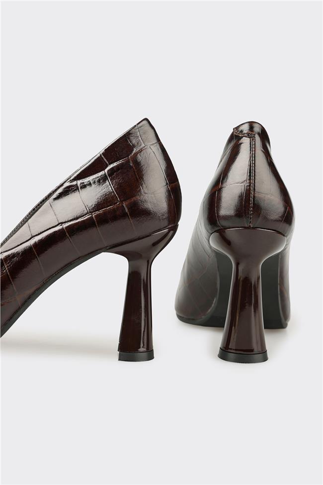 Kahve Deri Kadın Stiletto