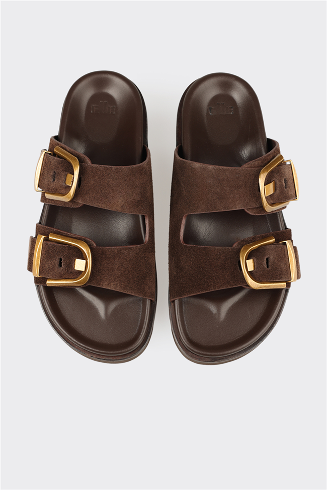 Kahve Deri Kadın Terlik