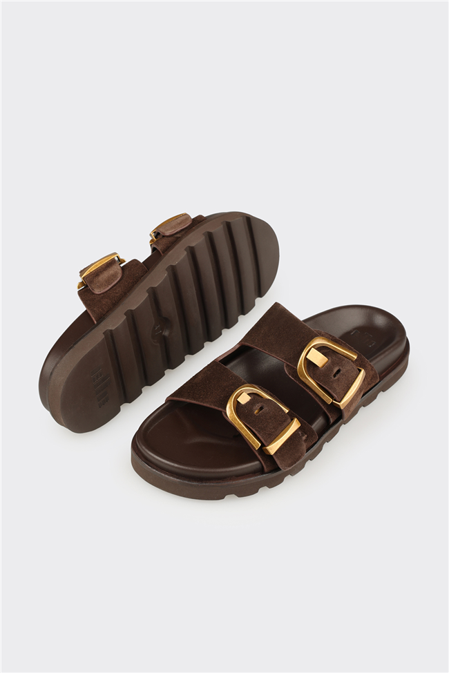 Kahve Deri Kadın Terlik