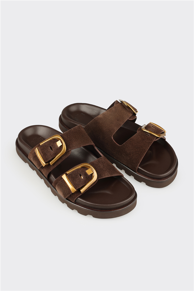 Kahve Deri Kadın Terlik