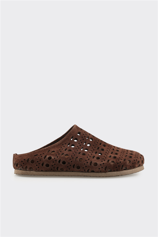 Kahve Deri Kadın Terlik