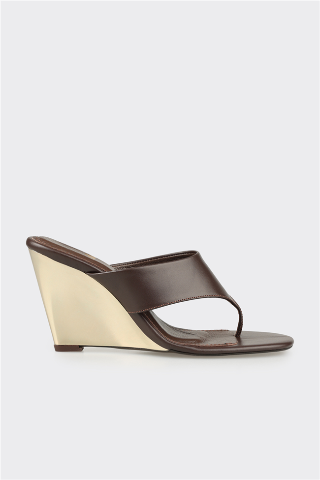 Kahve Deri Kadın Terlik