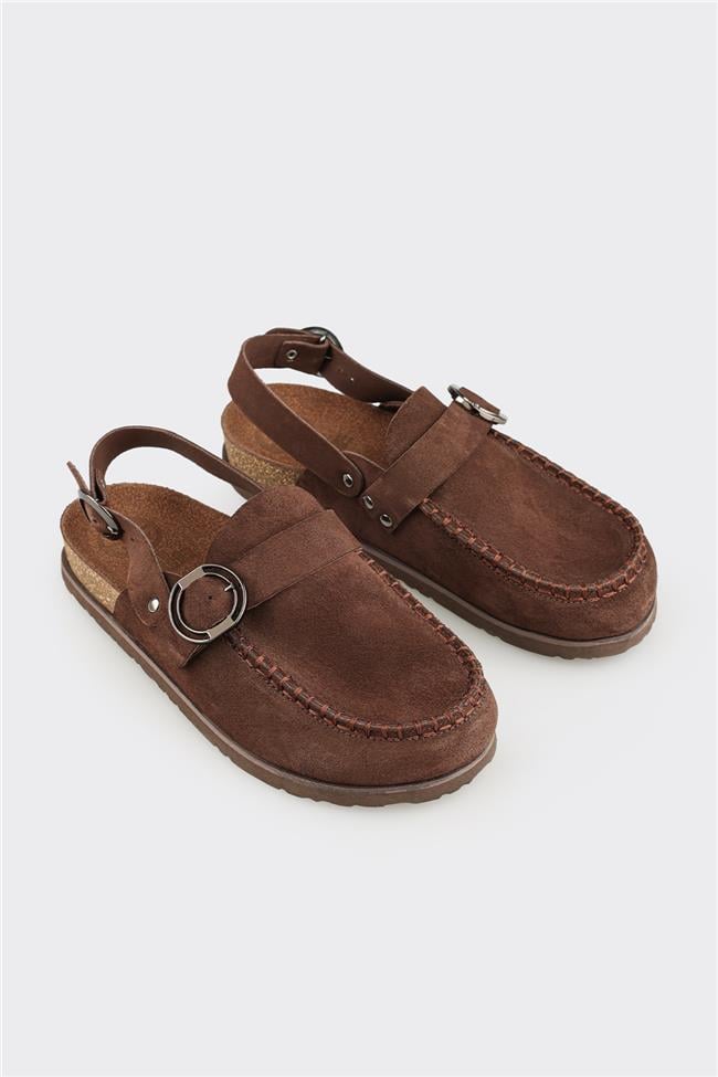 Kahve Deri Kadın Terlik