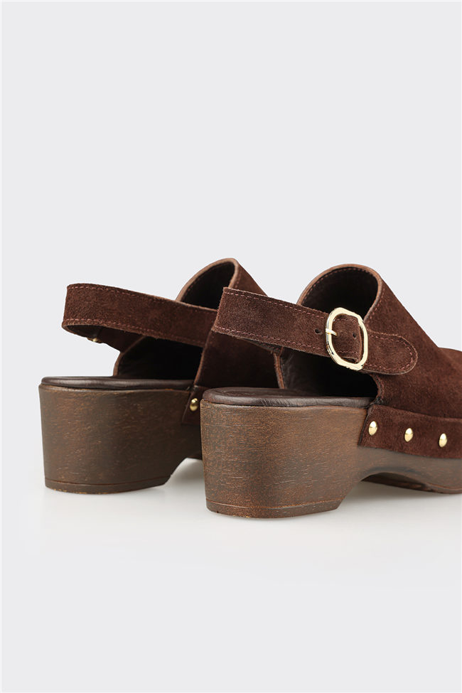 Kahve Deri Kadın Terlik