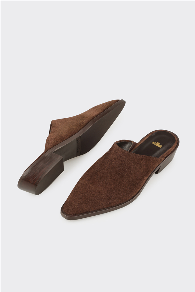 Kahve Deri Kadın Terlik