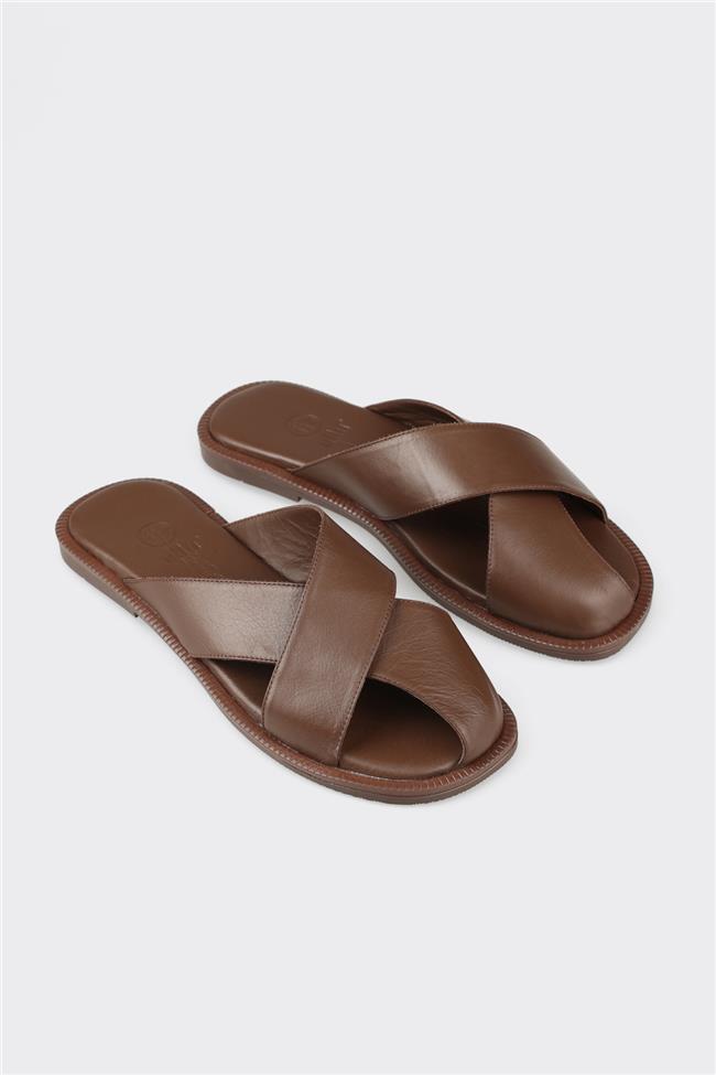 Kahve Deri Kadın Terlik