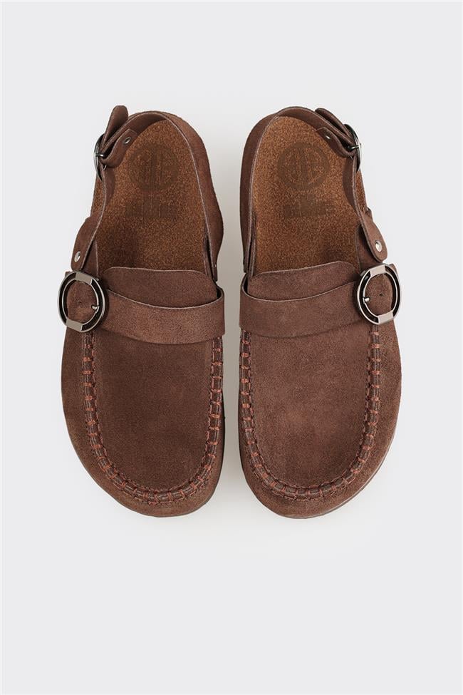 Kahve Deri Kadın Terlik