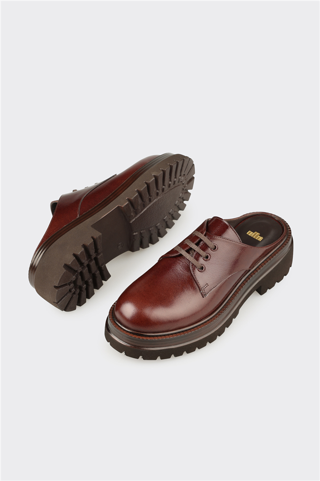 Kahve Deri Kadın Terlik