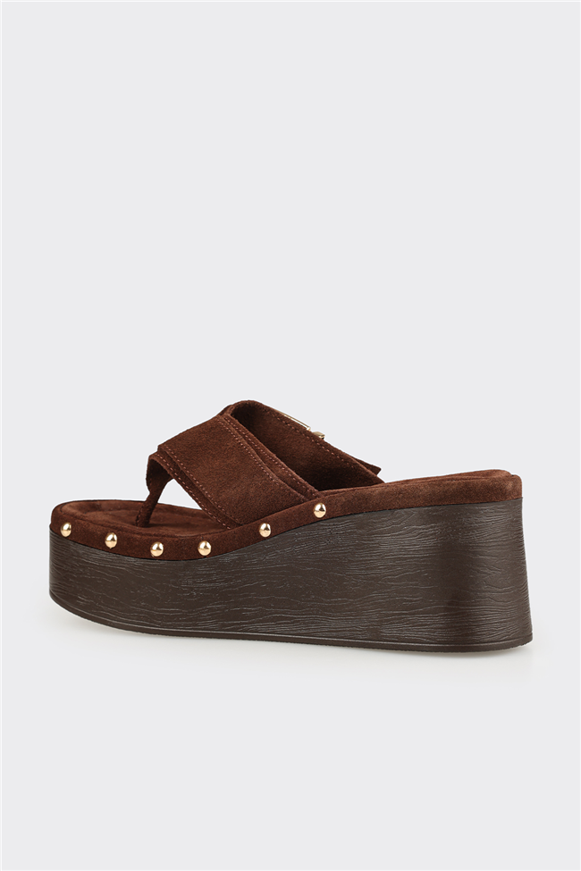 Kahve Deri Kadın Terlik